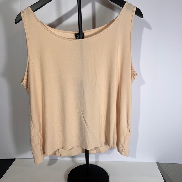 Eileen Fisher 100% Silk Tank Top Sleeveless Beige Relaxed Fit Women's Blouse - Picture 1 of 4